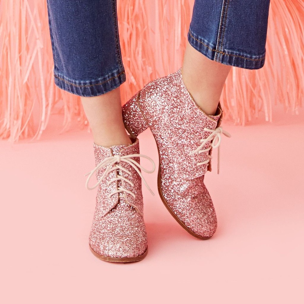 Good Genes Pink Glitter Booties by L’F Shoes
